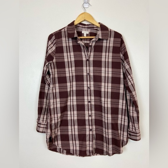 Garnet Hill Essential Long 100% ORGANIC PIMA Cotton Tunic Button Down - Picture 2 of 6